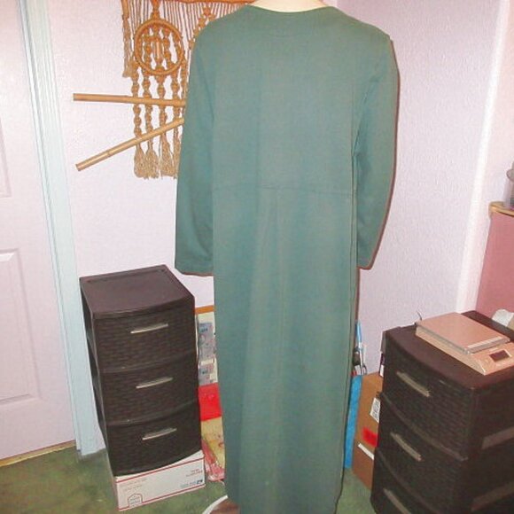 Vtg 70s Cat Lady T-Shirt Dress Size L Maxi Bird House Stretch Pleated Prairie - Picture 9 of 13